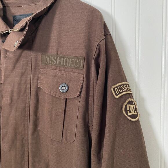 Y2K DC Shoes Mens Admiral Canvas Jacket Size M Utility Grunge Skater Patch Coat - Picture 2 of 12